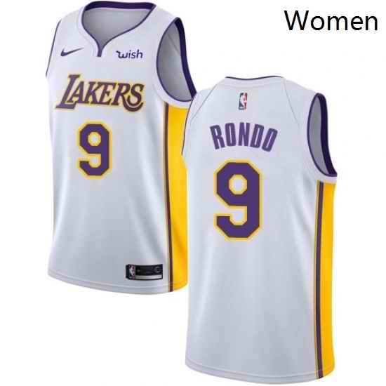 Womens Nike Los Angeles Lakers 9 Rajon Rondo Swingman White NBA Jersey Association Edition